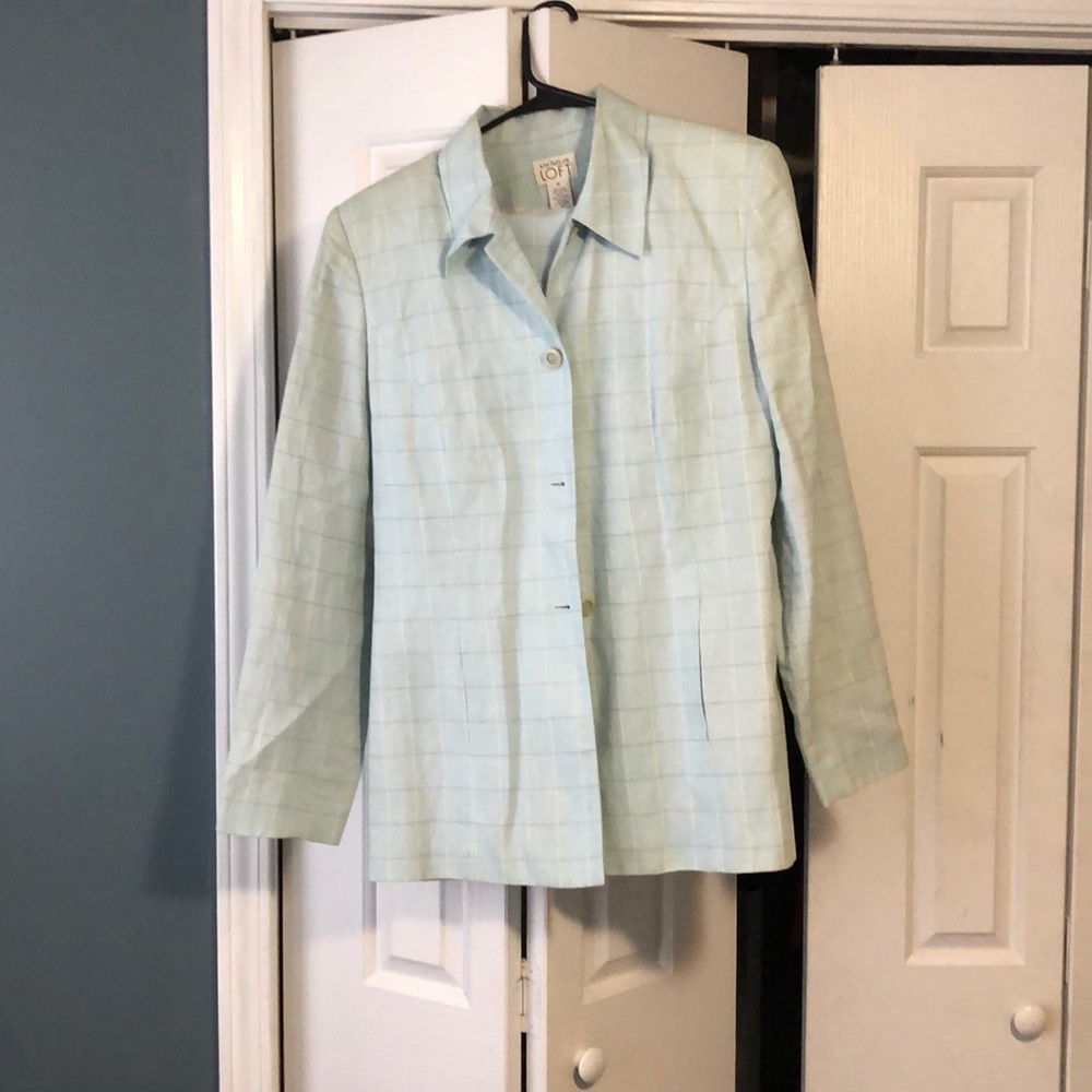 Two piece Ann Taylor Light blue blocked squares